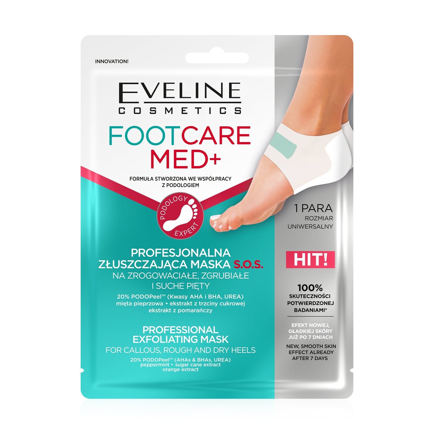 Експрес-маска  для п'ят Eveline Cosmetics з АНА і ВНА кислотами, 20 мл